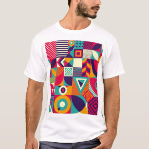 Pop abstracte geometrische vormen, naadloos patroo t-shirt