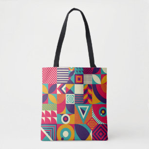 Pop abstracte geometrische vormen, naadloos patroo tote bag