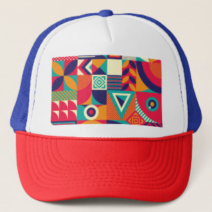 Pop abstracte geometrische vormen, naadloos patroo trucker pet