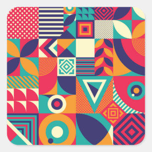 Pop abstracte geometrische vormen, naadloos patroo vierkante sticker
