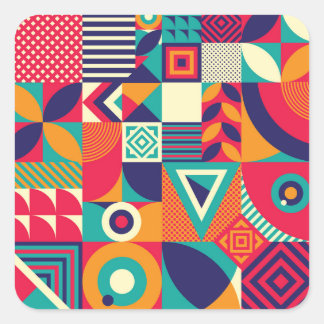 Pop abstracte geometrische vormen, naadloos patroo vierkante sticker