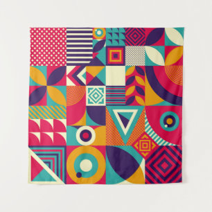 Pop abstracte geometrische vormen, naadloos patroo wandkleed