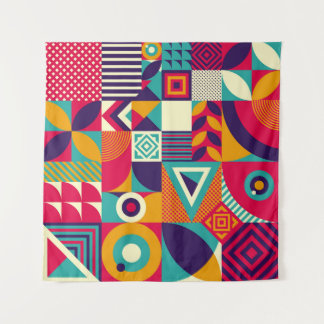 Pop abstracte geometrische vormen, naadloos patroo wandkleed