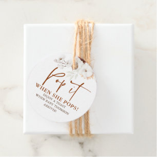 Pop als Shen Poppen Terracotta Boho Baby shower Bedankjes Labels