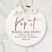 Pop als Shen Poppen Terracotta Boho Baby shower Bedankjes Labels (Voorkant)