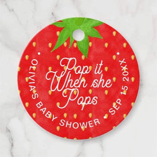 Pop als ze aardbei Pop Bedankjes Labels (Voorkant)