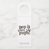 Pop als ze Baby shower Pop Flessenhanger (Voorkant)