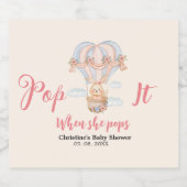 Pop als ze baby shower pop sparkling wijnetiket (Enkel label)