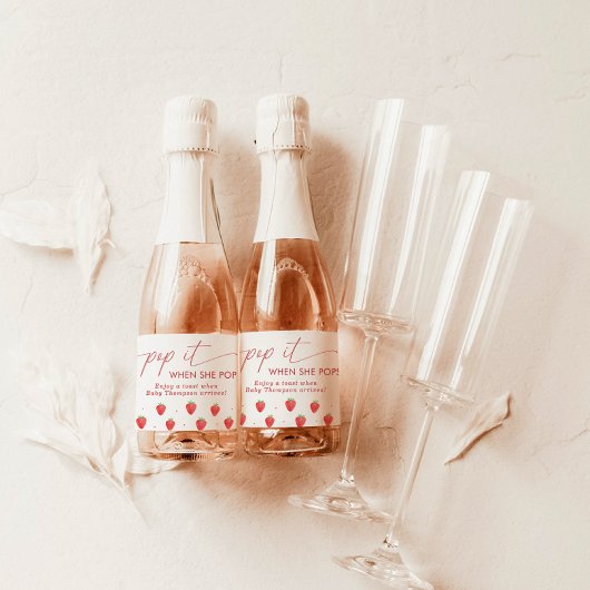 Pop als ze Baby shower Pop Sparkling Wijnetiket