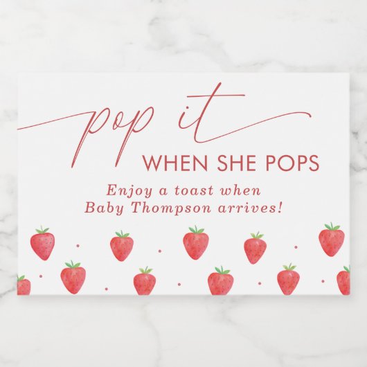 Pop als ze Baby shower Pop Sparkling Wijnetiket (Enkel label)