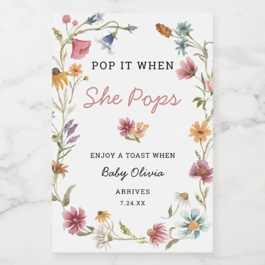 Pop als ze Baby shower Pop Wijn Etiket (Enkel label)