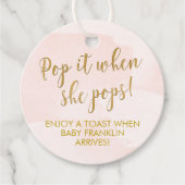 Pop als ze Baby shower Poppen Bedankjes Labels (Voorkant)