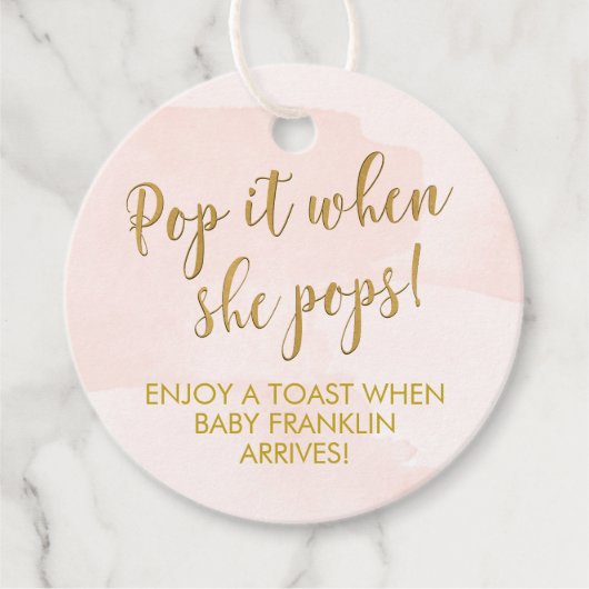 Pop als ze Baby shower Poppen Bedankjes Labels (Voorkant)