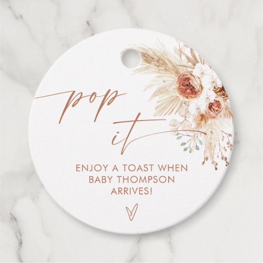 Pop als ze Boho Pampas krijgt Pop Bedankjes Labels (Voorkant)