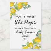 Pop als ze Citrus Lemon Baby shower Pop Wijn Etiket (Enkel label)