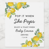 Pop als ze Citrus Lemon Baby shower Wine Pop Wijn Etiket (Enkel label)