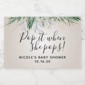 Pop als ze Greenery Baby shower Pop voor Ch Sparkling Wijnetiket (Enkel label)