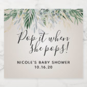 Pop als ze groen Baby shower vol Pop Sparkling Wijnetiket (Enkel label)