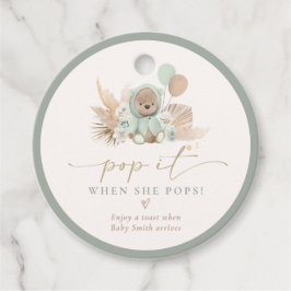 Pop als ze het Baby shower van Boho Teddy Bear Pop Bedankjes Labels