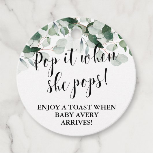 Pop als ze het groene Baby shower pop Bedankjes Labels (Voorkant)