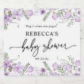Pop als ze Paars Baby shower Pop Sparkling Wijnetiket (Enkel label)