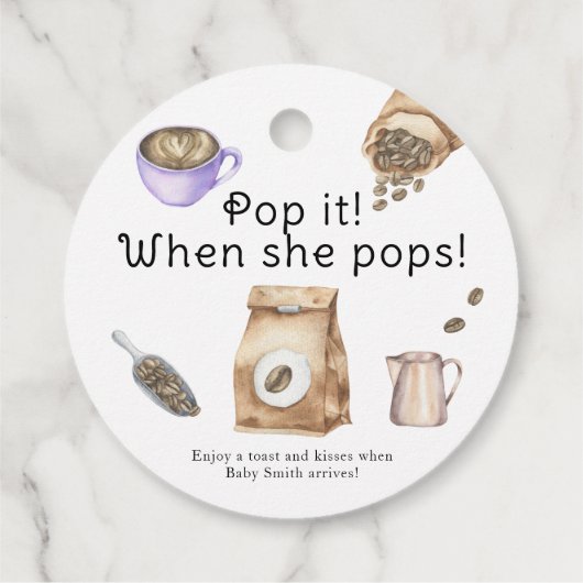 Pop als ze pop heeft! Baby brouwt baby shower Bedankjes Labels (Achterkant)