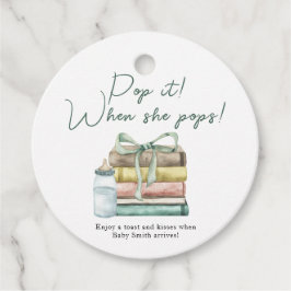 Pop als ze pop heeft! Baby shower van het nieuwe h Bedankjes Labels