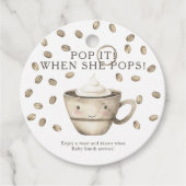 Pop als ze pop heeft! koffie-baby shower bedankjes labels (Voorkant)