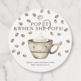 Pop als ze pop heeft! koffie-baby shower bedankjes labels