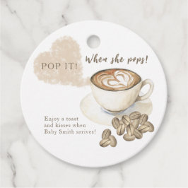 Pop als ze pop heeft! koffie-baby shower bedankjes labels