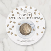 Pop als ze pop heeft! koffie-baby shower bedankjes labels (Achterkant)