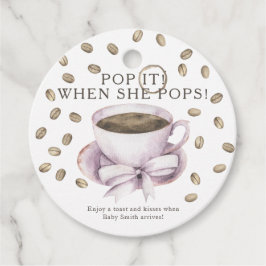 Pop als ze pop heeft! Koffieboog baby shower Bedankjes Labels