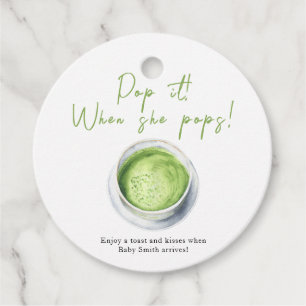 Pop als ze pop heeft! Matcha Latte-Baby shower Bedankjes Labels