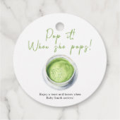 Pop als ze pop heeft! Matcha Latte-Baby shower Bedankjes Labels (Achterkant)