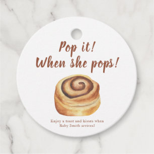 Pop als ze pop heeft! Waterverf broodje Baby showe Bedankjes Labels