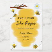Pop als ze Pop op Baby shower van honingbijen Wijn Etiket (Enkel label)