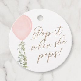 Pop als ze Pop roze ballonBaby shower Bedankjes Labels