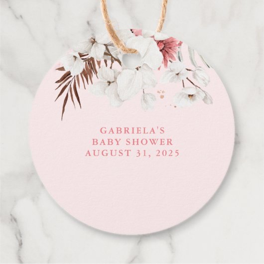 Pop als ze Pop roze Boho Baby shower Bedankjes Labels (Achterkant)