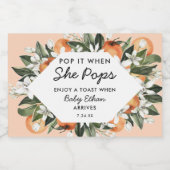 Pop als ze Pop van klein Baby shower Sparkling Wijnetiket (Enkel label)