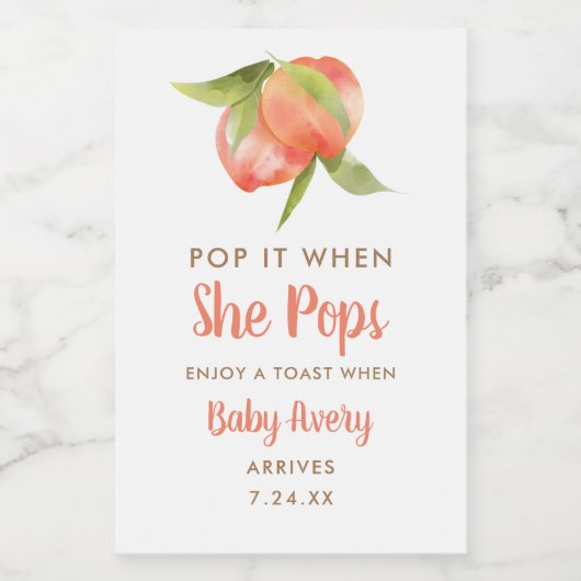 Pop als ze Pop van klein Baby shower Wijn Etiket (Enkel label)