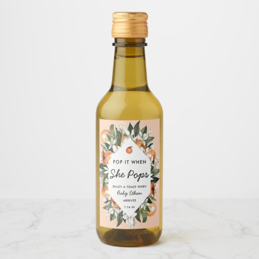 Pop als ze Pop van klein Baby shower Wijn Etiket (Voorkant)
