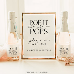 Pop als ze Poppen gepersonaliseerde Baby shower gu Sparkling Wijnetiket