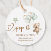 Pop als ze Teddy Bear Baby shower Pop Bedankjes Labels (Achterkant)