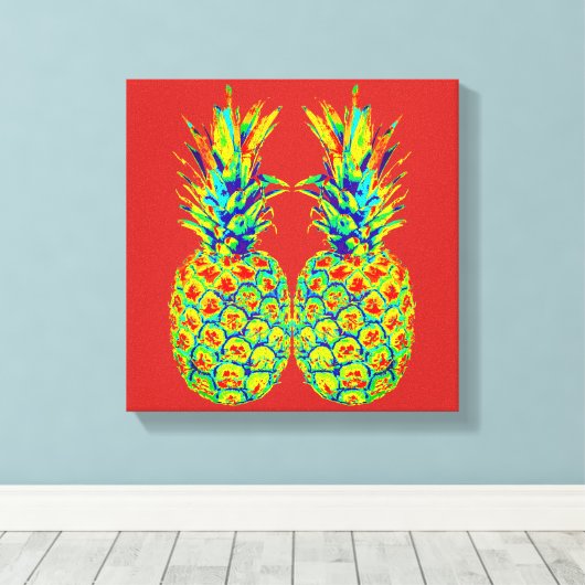 Pop ananas canvas afdruk (Insitu (Houten vloer))