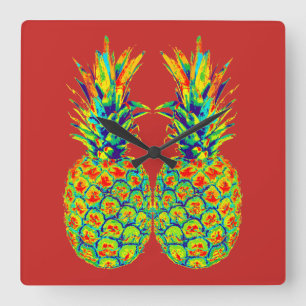 Pop ananas vierkante klok