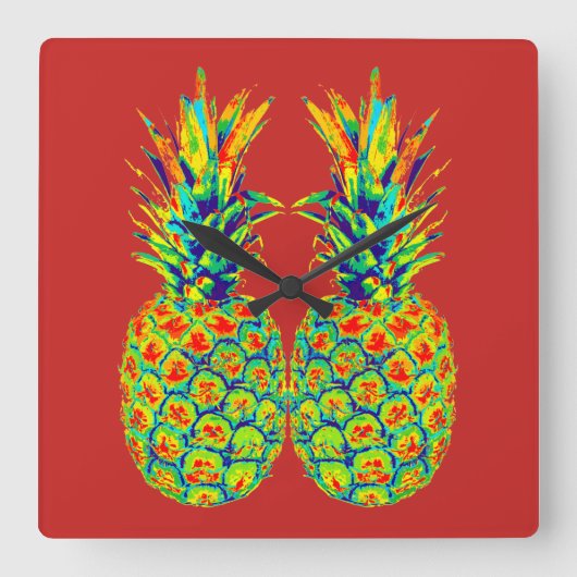 Pop ananas vierkante klok (Voorkant)