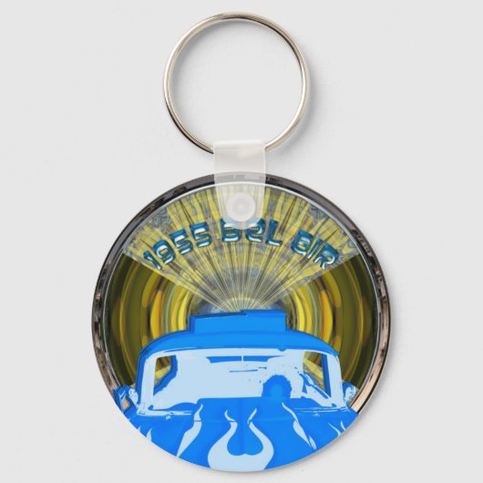 Pop Art. 1955 Bel Air Blue Sleutelhanger (Voorkant)