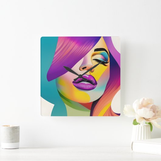 Pop art. 1 vierkante klok (Huis)