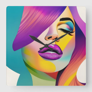 Pop art. 1 vierkante klok