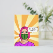 Pop art. 2021 Face Mask Lady Delta Covid Briefkaart (Staand voorkant)